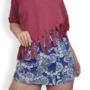 70s Vintage Denim Scooter Skirt / Skort 11/12